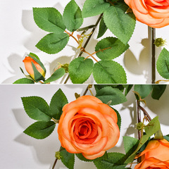 仿真玫瑰花藤高檔假花藤條牆面拱門垂吊裝飾空調管道纏繞遮擋藤蔓