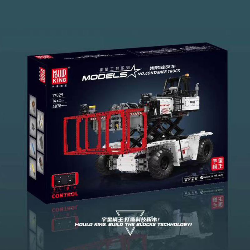 Yuxing modelo rey contenedor carretilla elevadora de control remoto maquinaria y tecnología de ingeniería coche para niños ensamblaje juguetes de bloques 17029