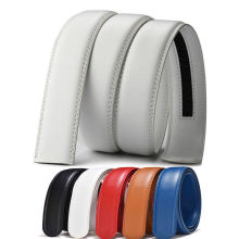 跨境外贸多彩灰红色男士自动皮带身 3.5CM真皮腰带条无扣二层牛皮