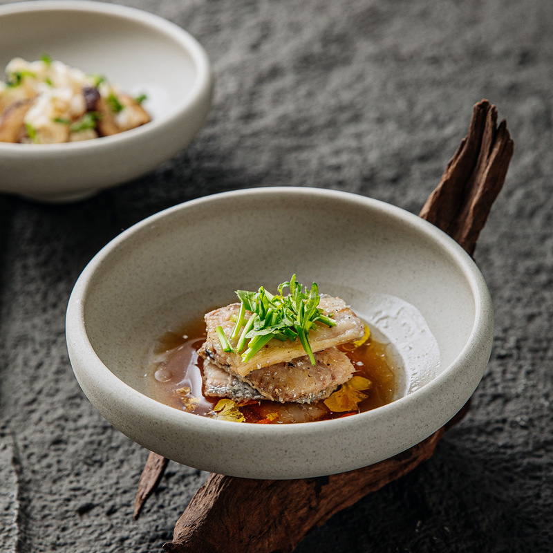 无釉日式粗陶高脚碗简约复古陶瓷碗精致菜碗汤饭碗甜品碗早餐碗|undefined