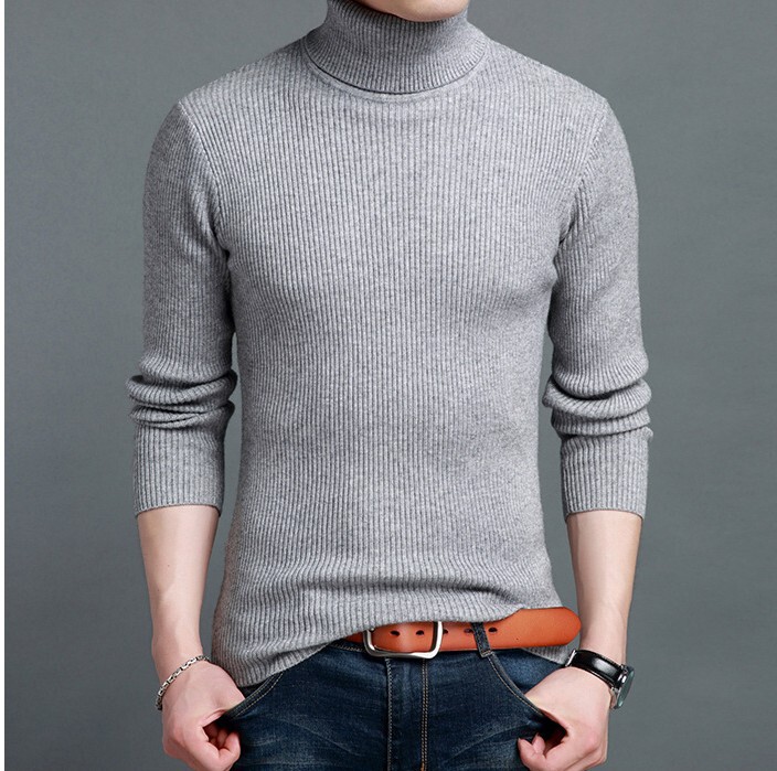 2022 New Autumn and Winter Men's Knitted Sweater Solid Color Turtleneck Casual Men's Korean Style Fashionable Lapel Sweater for Men