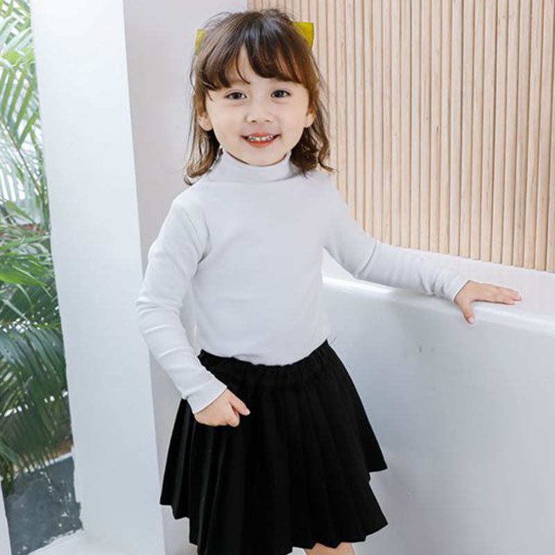 Camisa de fondo cálido con cuello medio alto para niños del sudeste asiático, niños y niñas engrosados con cuello alto y terciopelo, ropa de otoño para padres e hijos