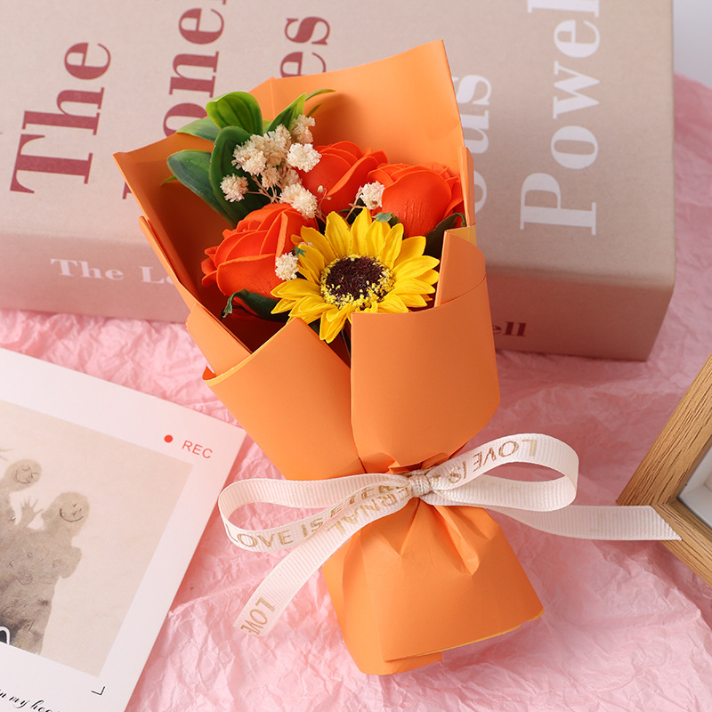 Regalo de San Valentín mini ramo de flores girasoles, flores secas eternas con estrellas exquisitas