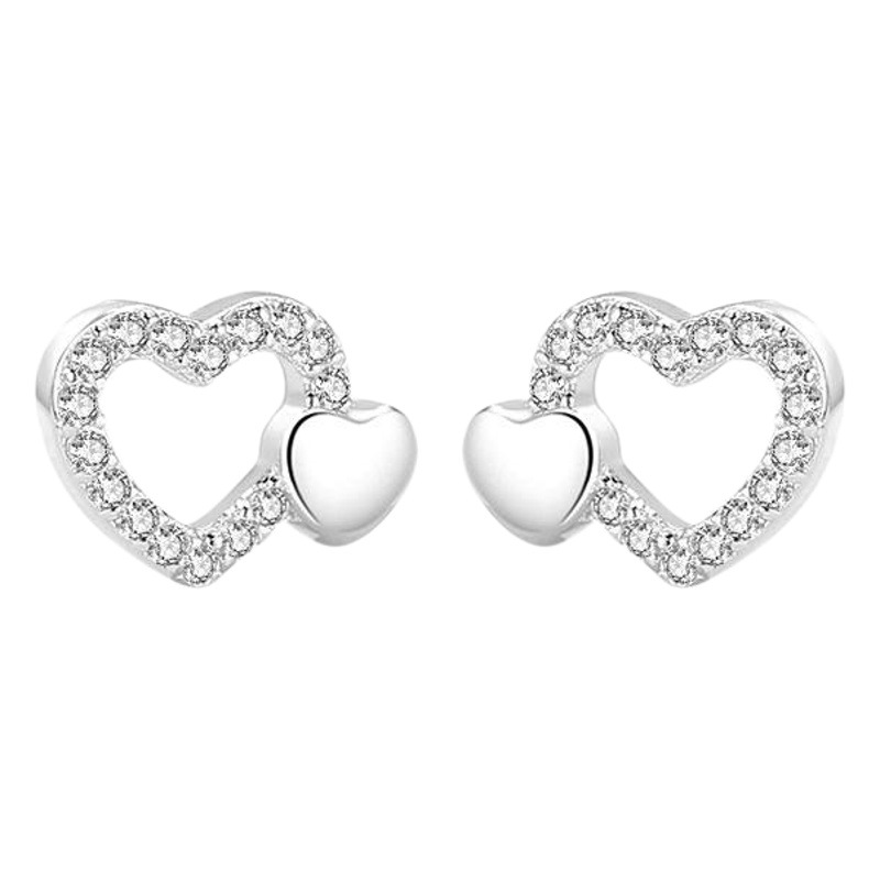 S925 plata esterlina pendientes encantadores 2020 nuevo estilo pendientes de corazón a corazón pequeños pendientes de moda mujer elegante simple