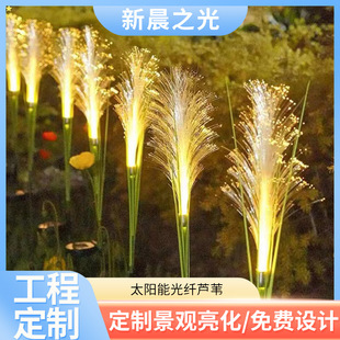 Factory solar fiber reed lamp shopping mall square net red clock light decoration lawn lamp outdoor landscape lamp
