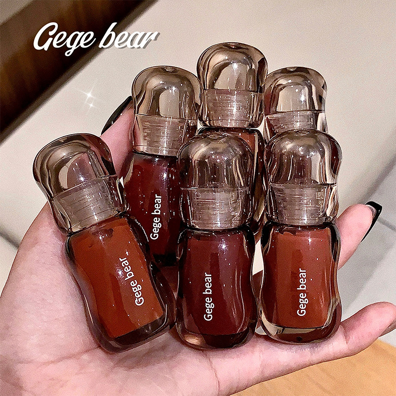 Gegebear cristal esmalte de labios transparente de agua espejo oso lápiz labial natural tierno lápiz labial al por mayor