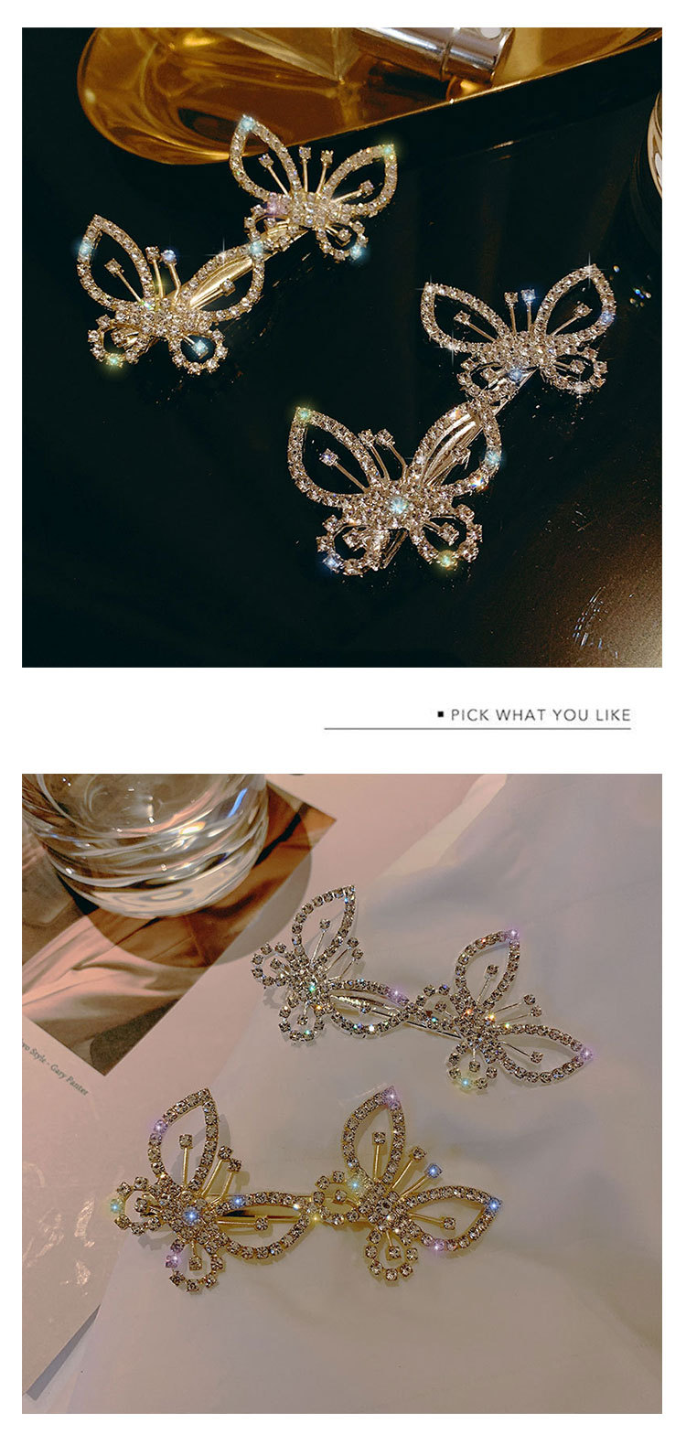 Shiny Butterfly Alloy Plating Rhinestones Hair Clip display picture 2