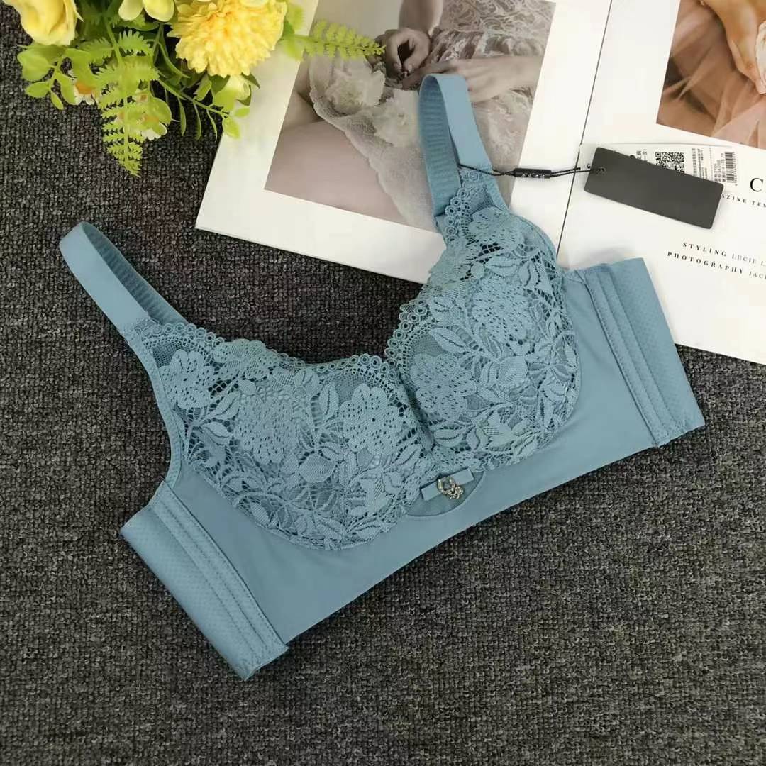 Nuevo sujetador de alta calidad de moda de encaje jacquard transpirable y cómodo ajuste lateral de pecho de botón múltiple ropa interior mujer
