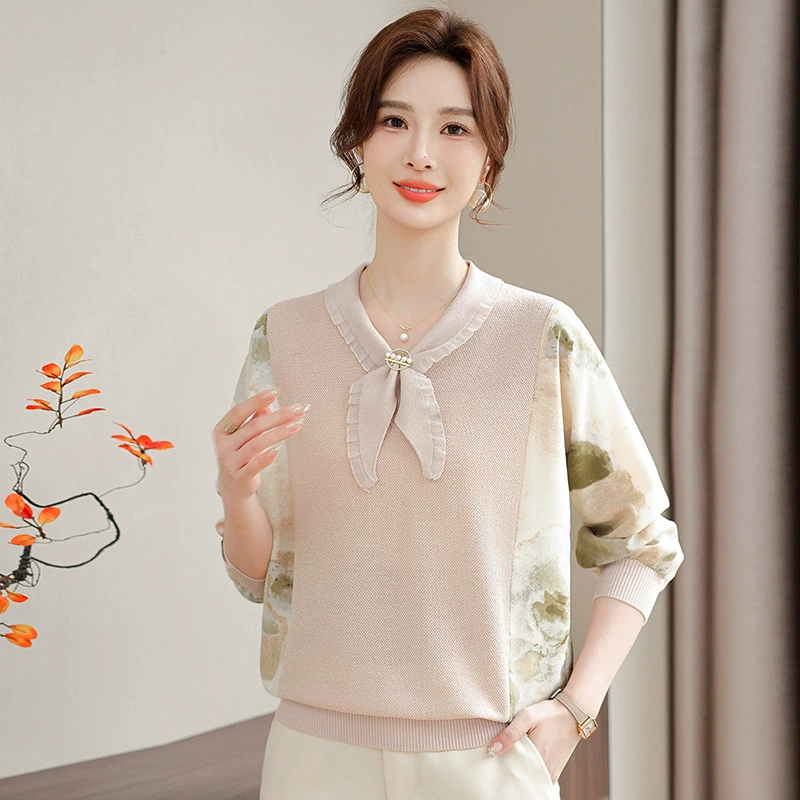 Иностранная мама одеваются тонкий топ весной новый трикотажный нижний свитер