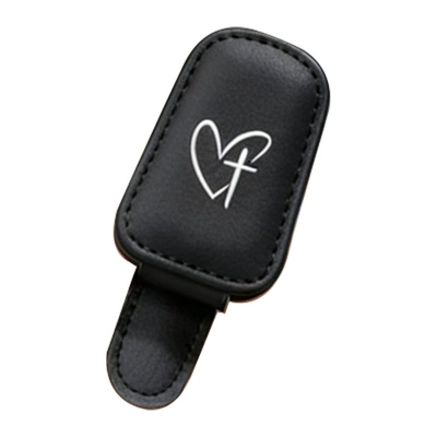 Cross-Border Popular Sunglasses Holder, Creative Car Sun Visor Storage Clip, Multifunctional Car Glasses Clip (Car Glasses Clip/Bill Clip) - heart-shaped-black-eyeglass-clip