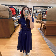 南油高端女装醋酸波点亚麻连衣裙商场同款精品名牌同款女装