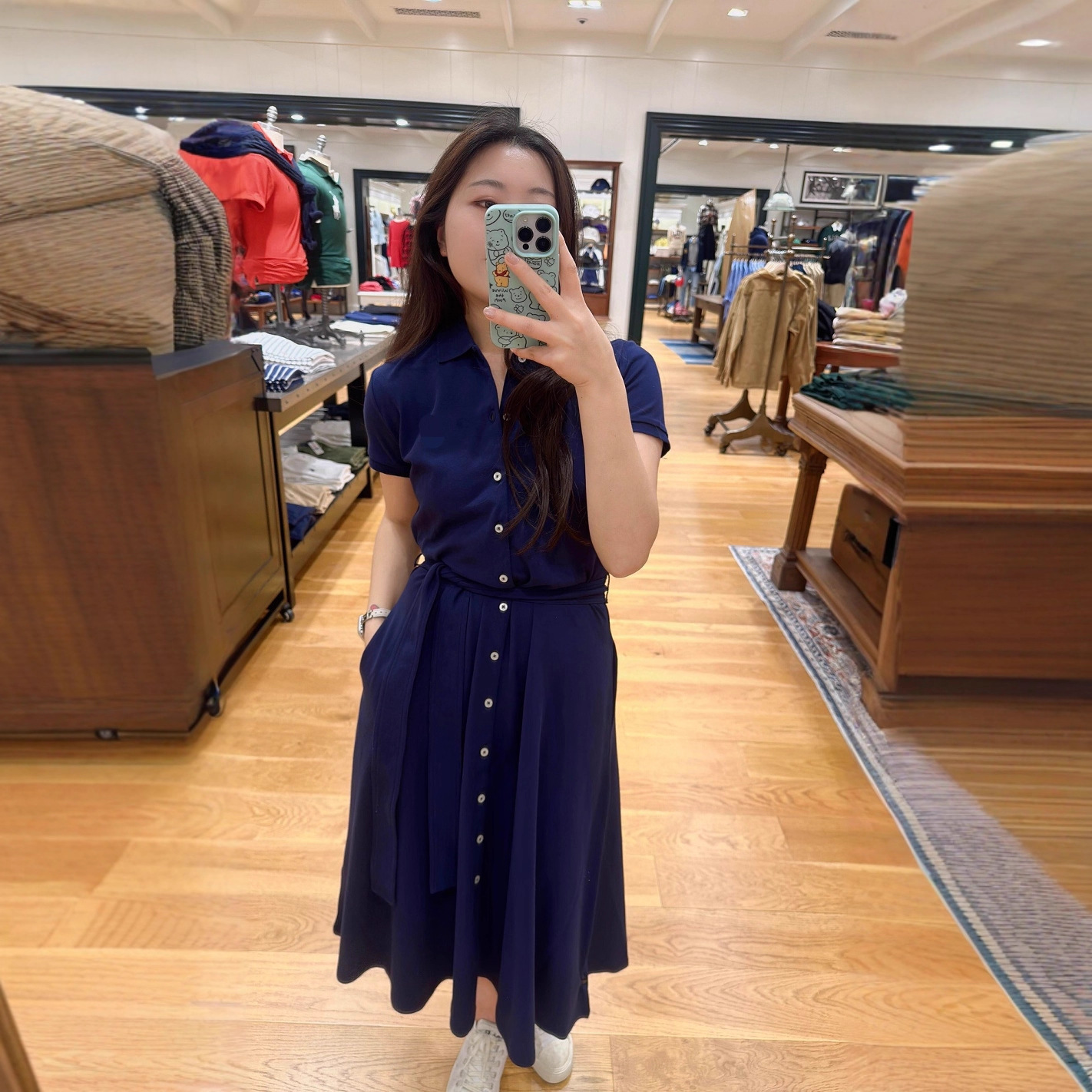 南油高端女装醋酸波点亚麻连衣裙商场同款精品名牌同款女装