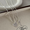 Small design necklace for beloved, lock, silver chain for key bag , Japanese and Korean, trend of season