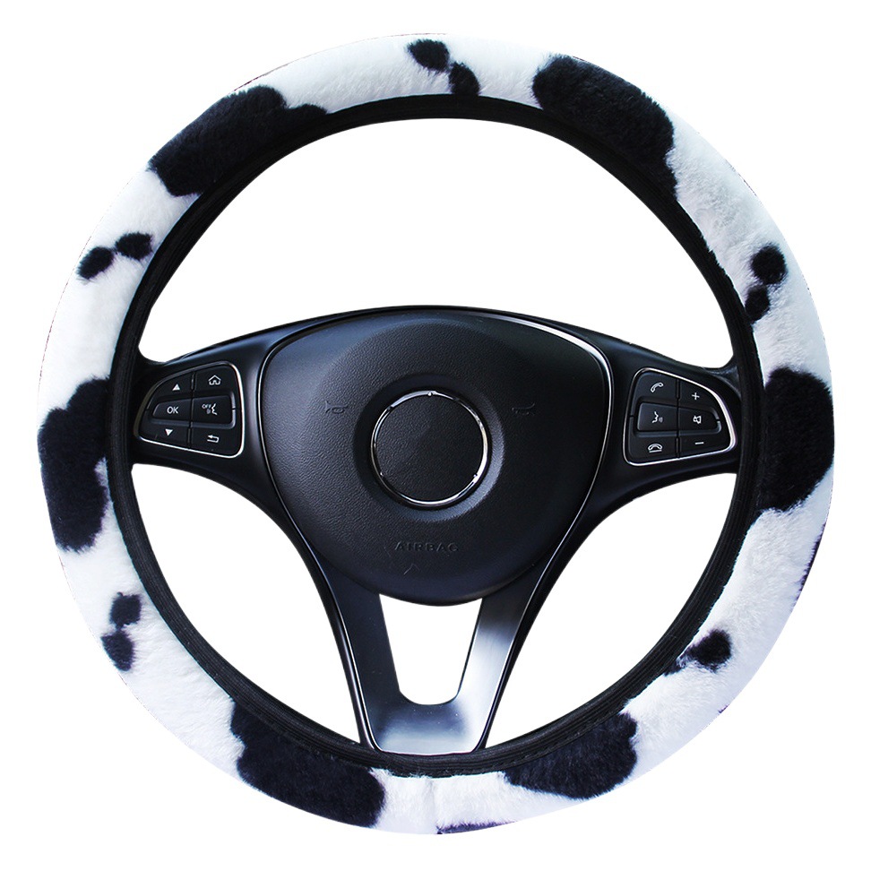 Anillo no interior patrón de leche felpa elástica volante cubierta de engranaje de freno de mano cubierta de dos o tres piezas transfronterizas Amazon venta rápida