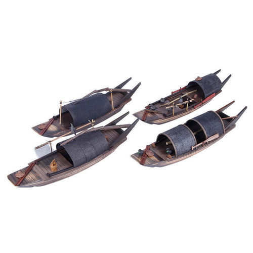 Jiangnan water town sailboat model wooden boat fishing boat solid wood awning boat model Chinese craft boat decoration living room ornaments