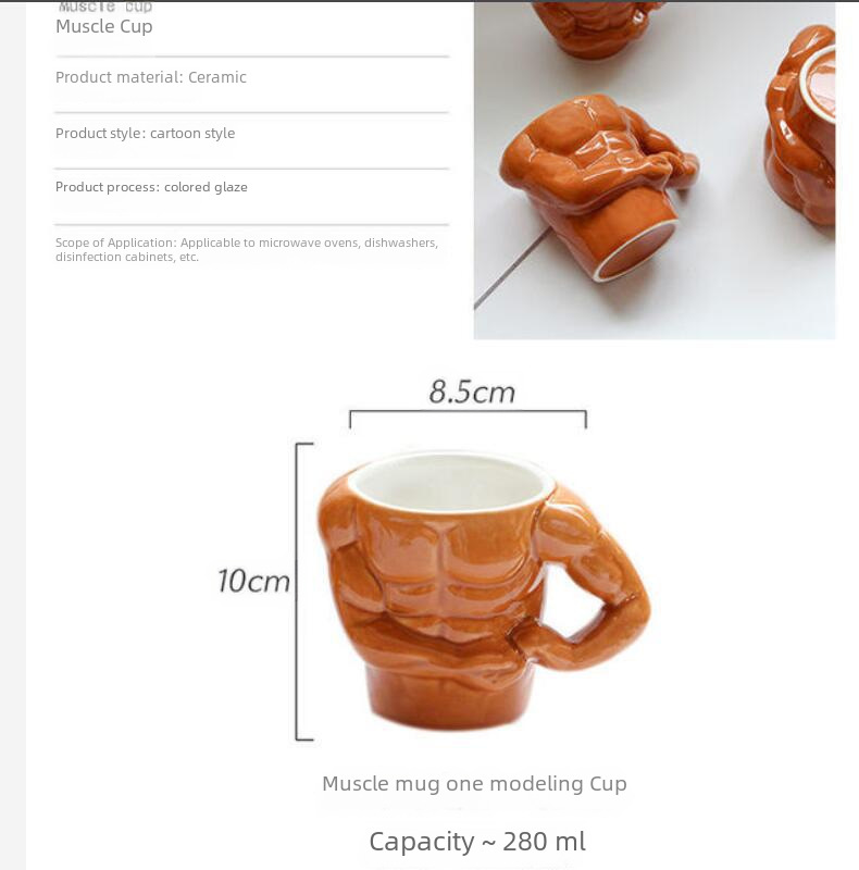 Men's Cup Muscle Cup Ceramic Mug Creative Personality Cup Coffee Cup Ceramic Cup Men's Large Capacity Cup_voghion.com