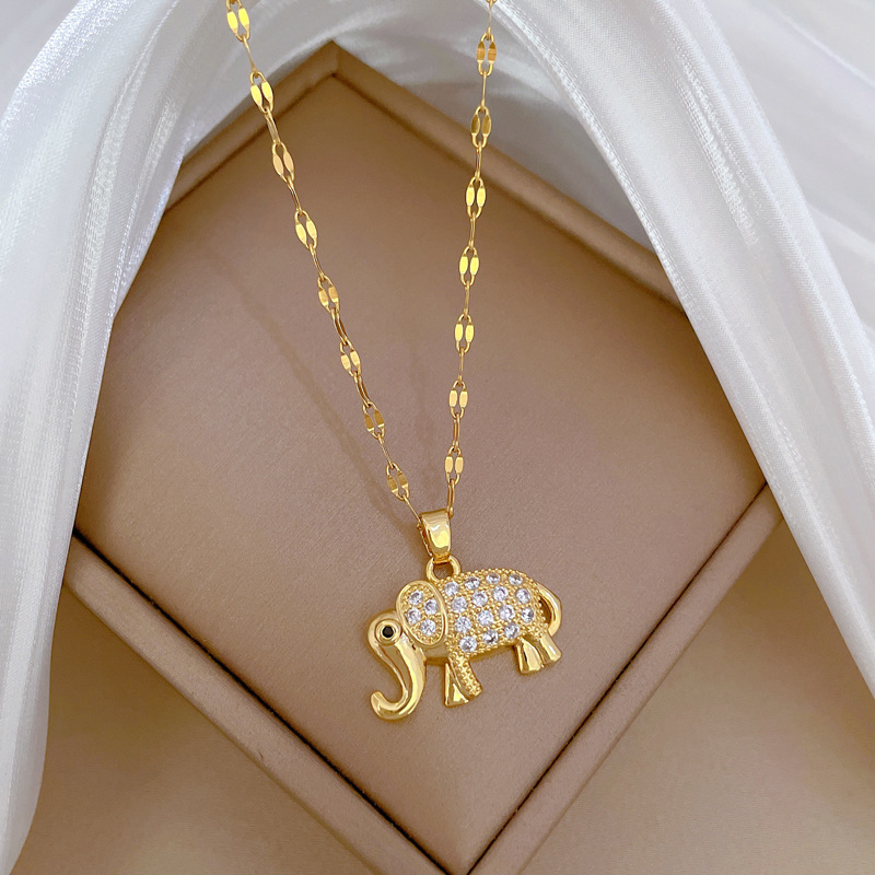 Collana donna con pendente elefante strass girocollo elegante_voghion.com