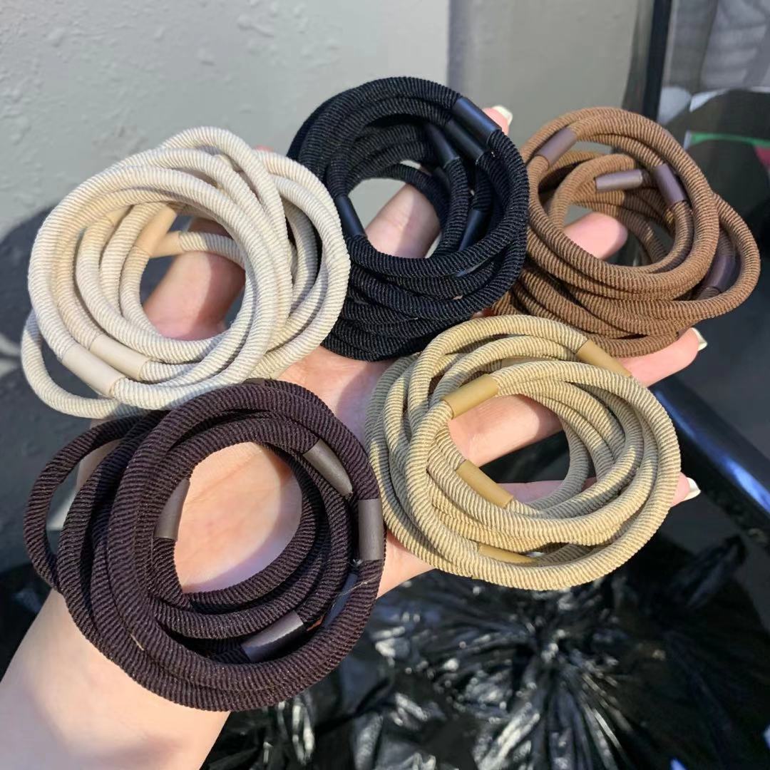 Corea del Sur Dongdaemun mismo color elástico grueso banda de goma ins banda de pelo chica Linda cuerda de pelo del todo-fósforo bola cuerda de pelo