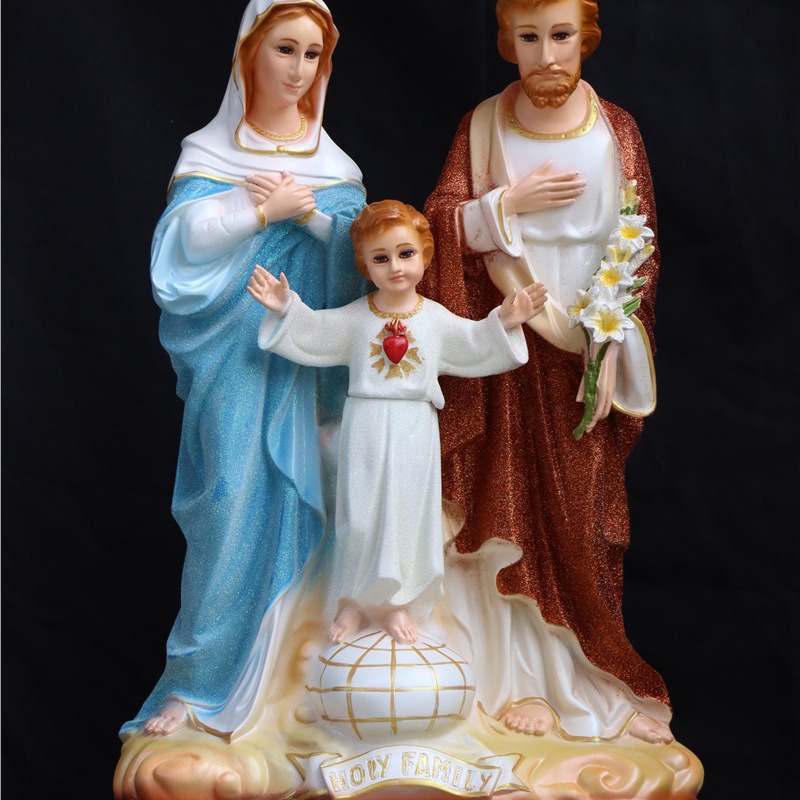 60cm Sagrada Familia de tres miembros de la Virgen José decoración de la estatua de la iglesia de la casa decoración de la sala de estar