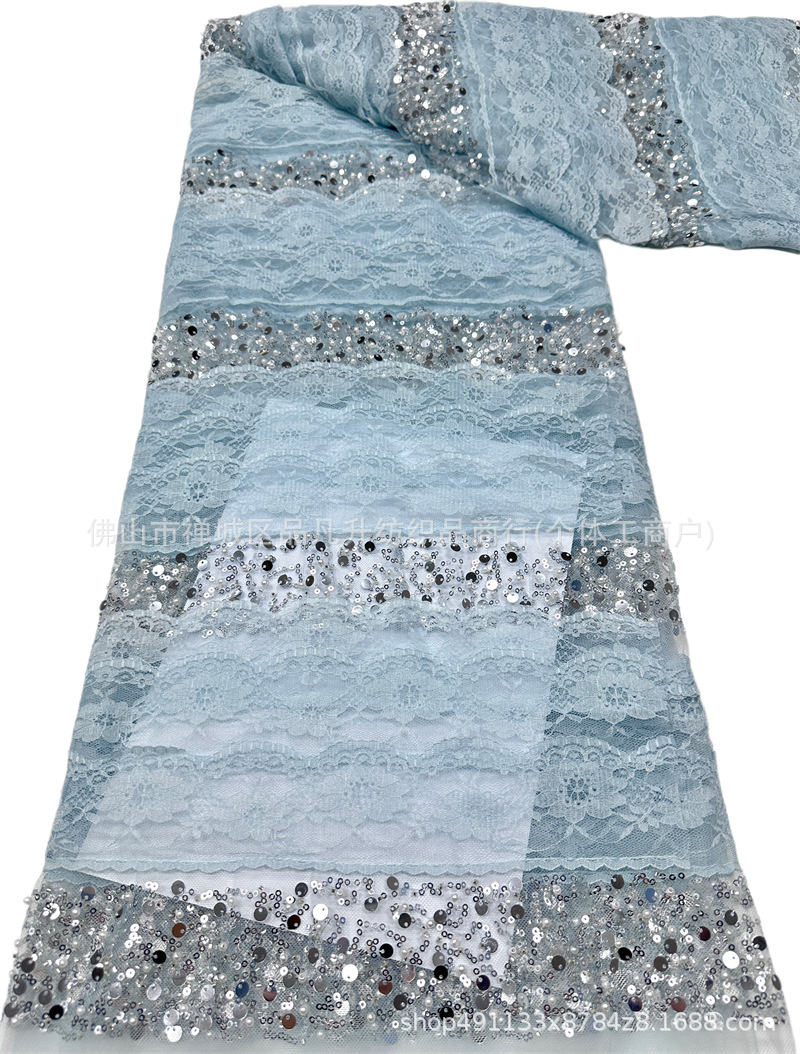 24 filas de encaje hecho a mano 8 filas de cuentas de tela bordada de cristal de alta calidad sequilla tela de moda vestido