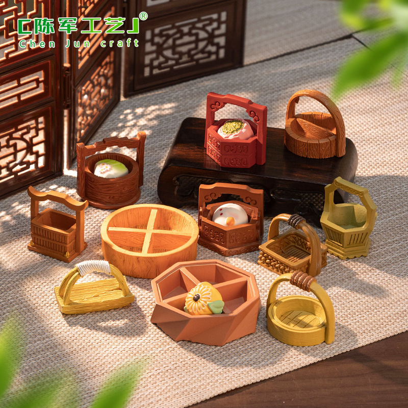 マイクロ風景クリエイティブ中国風レトロ中空食品ボックス正方形プレート型 DIY 装飾アクセサリー収納ボックス小さな装飾品|undefined