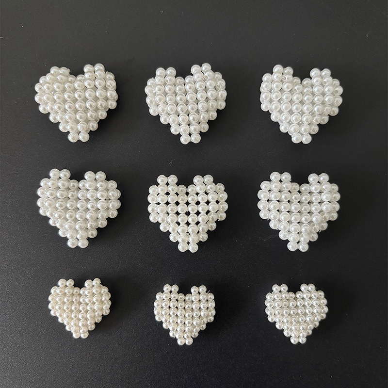 Ins Korean Same Style Simulated Pearl Peach Heart Hand-Woven Small Fragrant Pearl Heart DIY Material Decorative Accessories