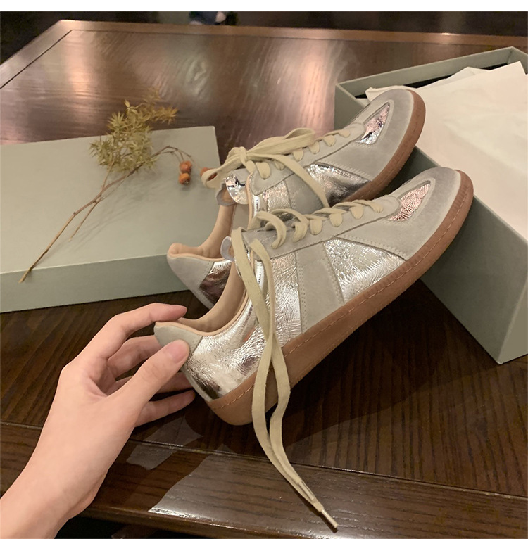 Versión de cuero de vaca ~ versión coreana de cuero de cor correa casual zapatos deportivos ligeros transpirables de suela gruesa zapatos Gump