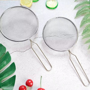 Thickened 304 Stainless Steel Soy Milk Skimmer with Handle for Home Baking, Fish Soup Strainer, Handheld Flour Sieve