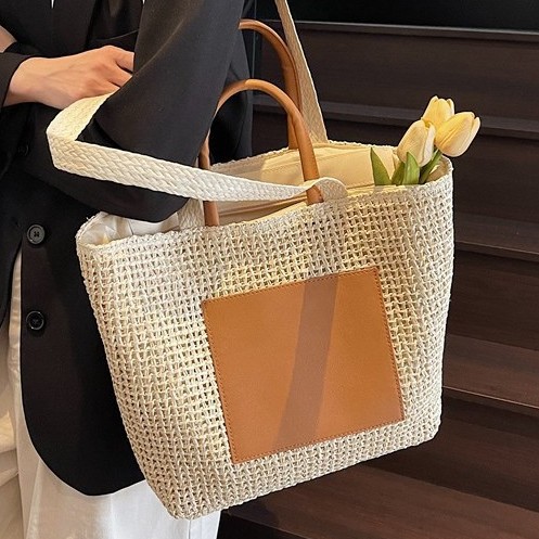 Large-capacity Women's Handbag New Model Hollow-out Fashion Woven Seaside Beach Tote Straw Large Bag_voghion.com