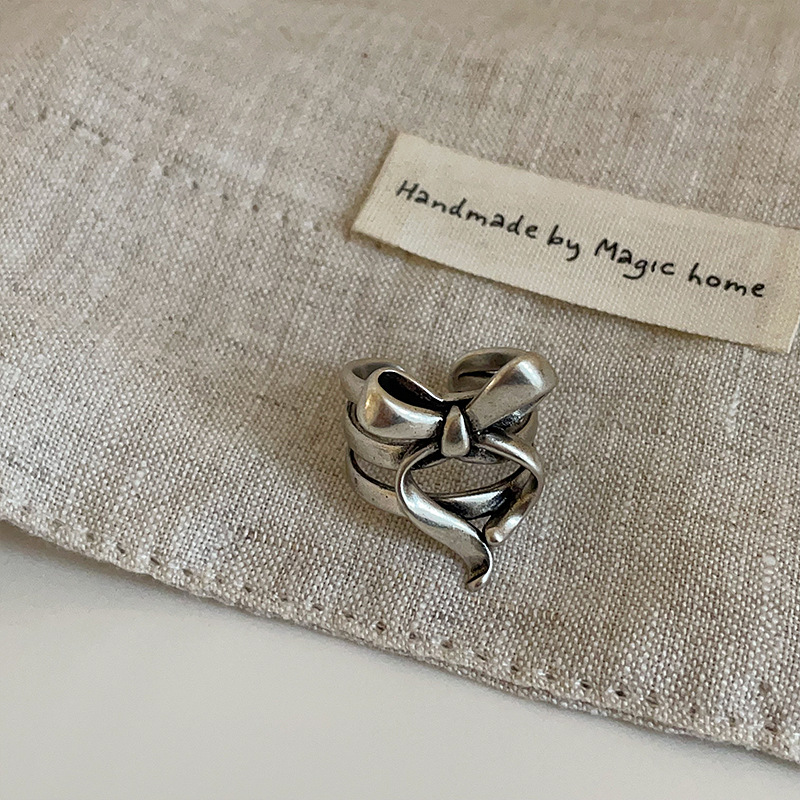 Retro Distressed Bow Wide Open Ring Unique Personality