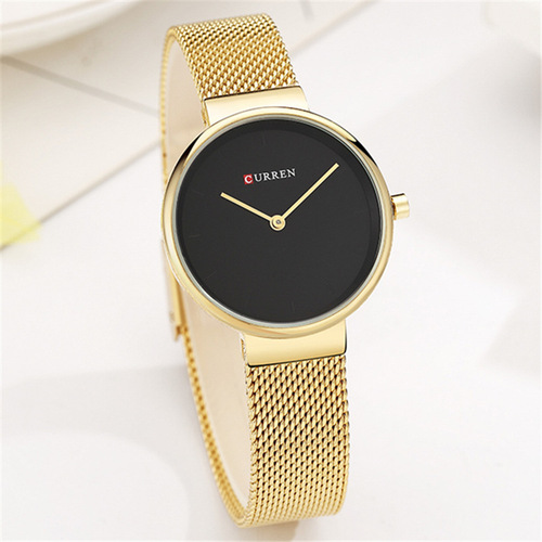 CURREN 9016 fashionable new water quartz watch women's mesh belt casual business pointer watch