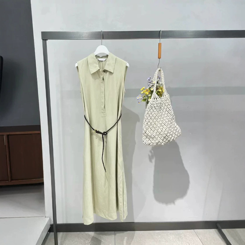 Style 898+! Same style as in the mall, high-end, elegant, slimming, sleeveless, side-slit, mid-length shirt dress for commuting Style 898+! Same style as in the mall, high-end, elegant, slimming, sleeveless, side-slit, mid-length shirt dress for commuting