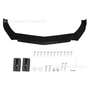 Universal modified three-section front lip for cars, carbon fiber pattern, front and rear bumper wrap, corner protection, anti-collision air spoiler