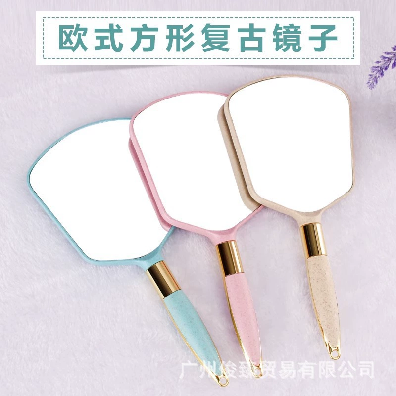 Подар_hand? Handle cosmetic mirror hand-held beauty European retro hand-held mirror clear portable tattoo makeup artist supplies tools