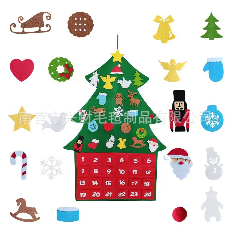 新品フェルトクリスマスカウントダウンカレンダー不織布クリスマスペンダント装飾クリスマスカレンダー|undefined