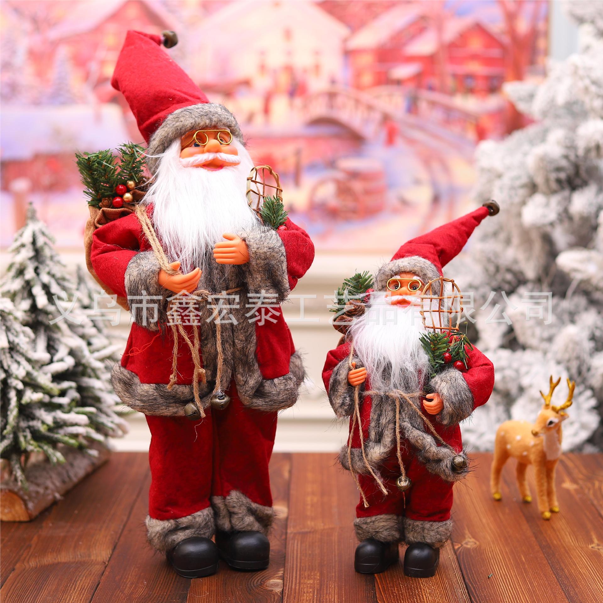 Navidad dibujos animados viejo Navidad ventana decoración pie Santa Claus muñeca creativa nueva ropa roja viejo hombre adornos