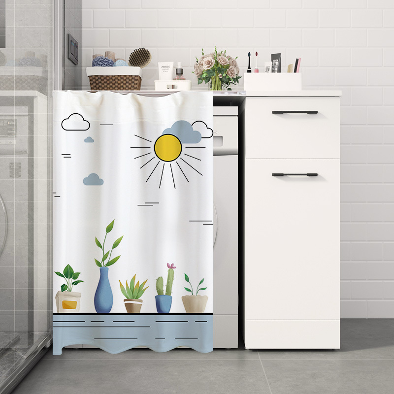 Drum washing machine sunscreen balcony sunshade waterproof and dustproof curtain heat insulation blackout cover cloth non-perforated pull curtain