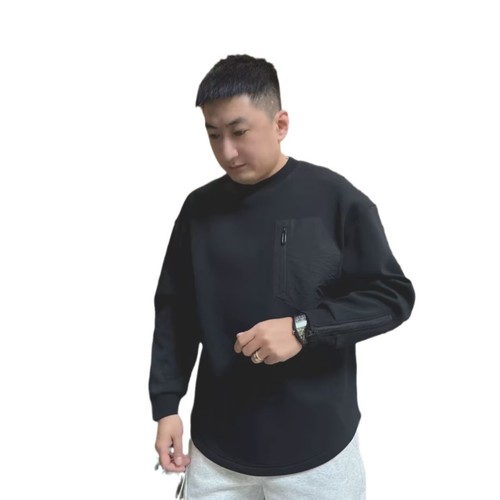 Men's High-End Trendy Crew Neck Sweatshirt - Autumn/Winter Fashion, Pure Color, Loose and Versatile Long-Sleeve Sweatshirt