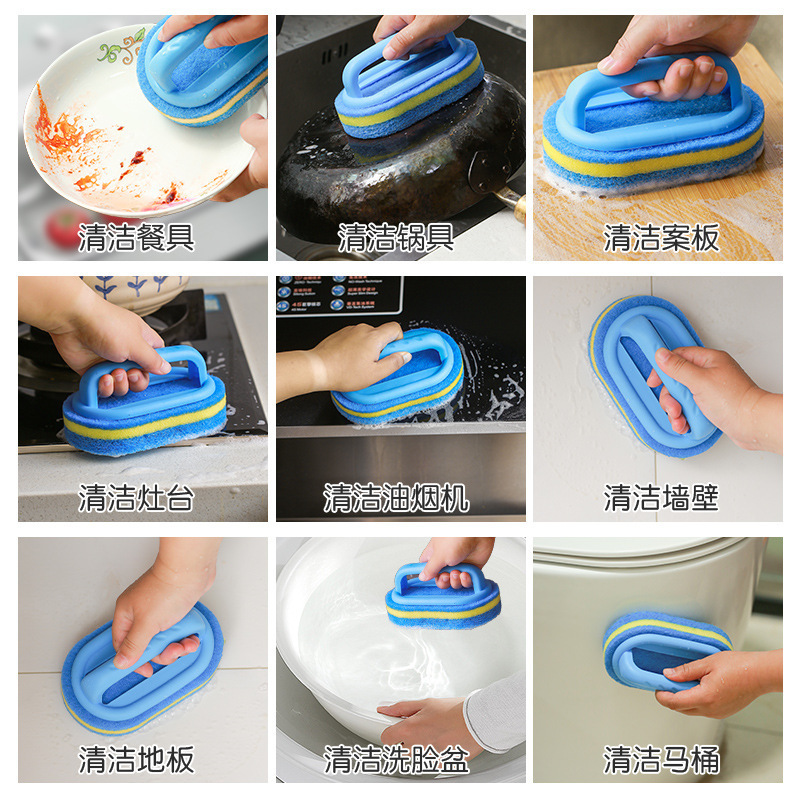 トイレ用ブラシ浴槽シンクスケール除去浴室タイル洗浄ブラシ床ブラシハンドル付きスポンジ洗浄ブラシ|undefined