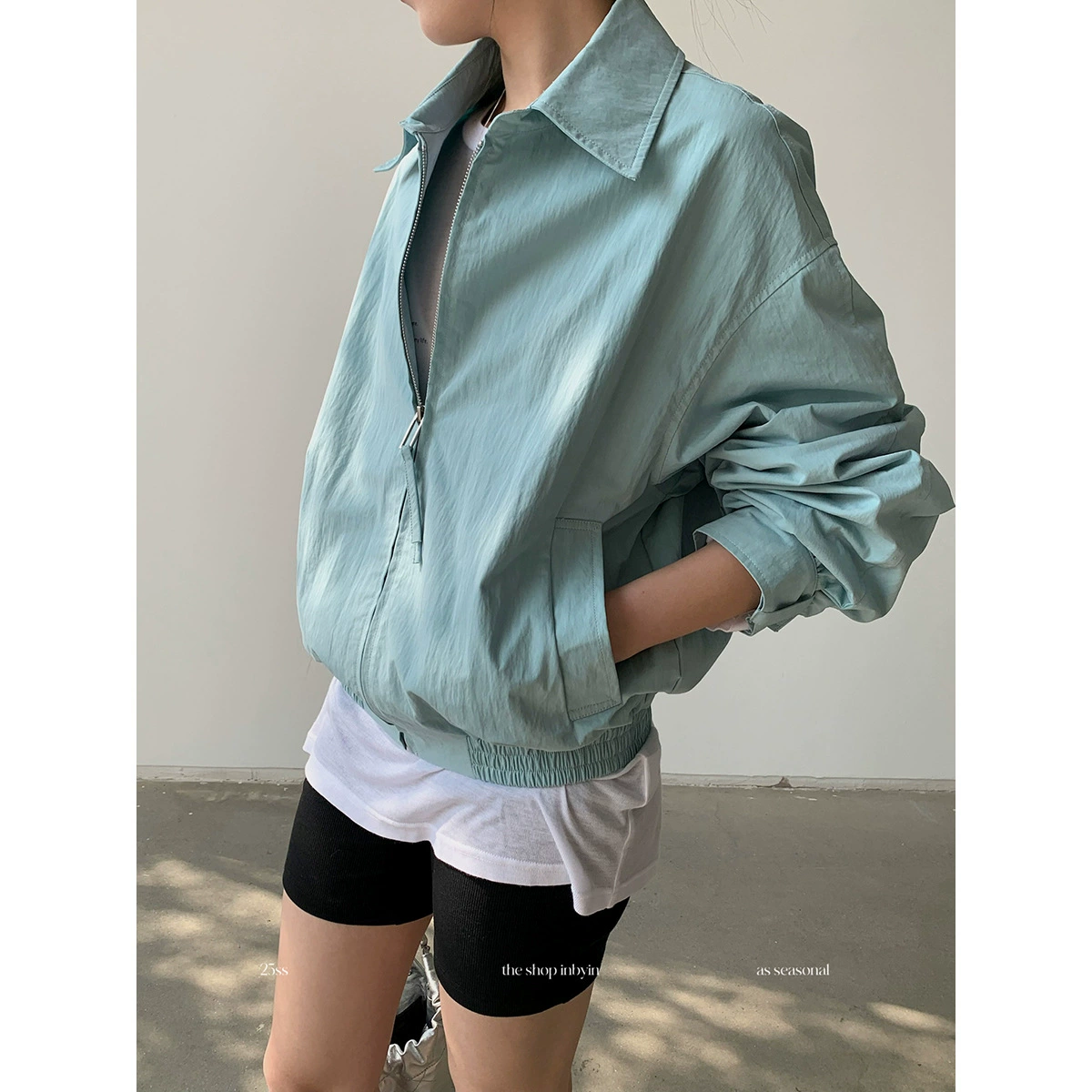 [Без возврата, без обмена] повседневная женская куртка с лацканами чистого кроя, весенняя маленькая верхняя одежда на молнии с длинными рукавами для женщин