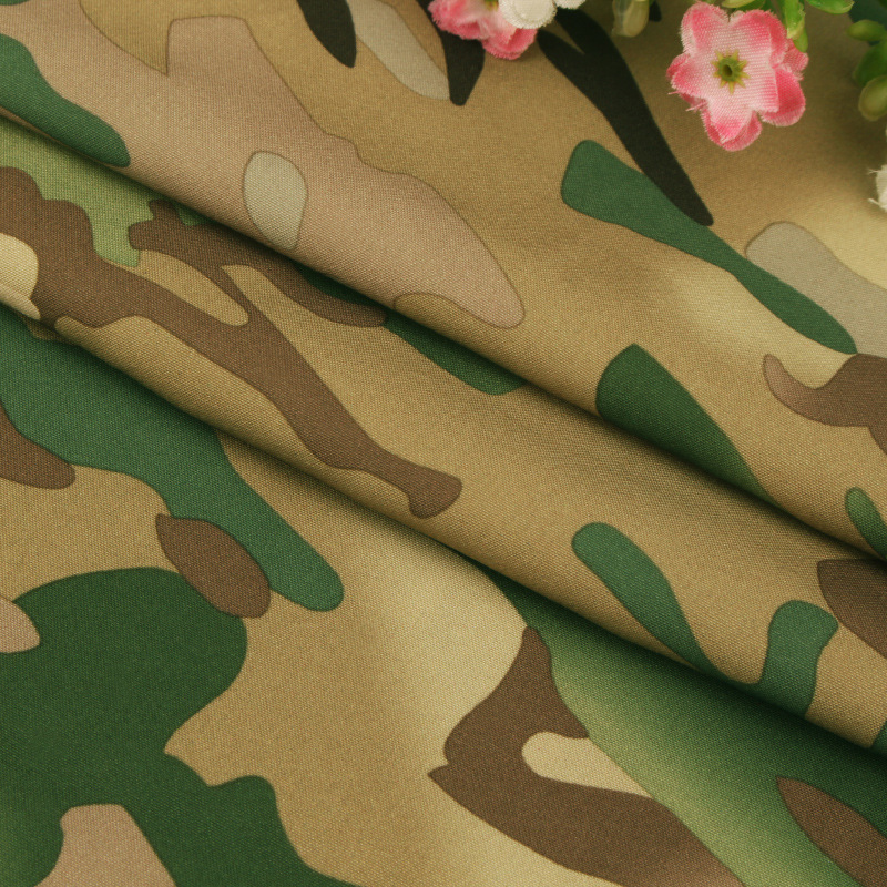 100D de cuatro lados de primavera elástica y asiático textil camuflaje impresión digital estiramiento pantalones de secado rápido entrenamiento militar pantalones deportivos tela