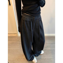 2711#Awencoat 加厚直筒垂感宽松阔腿休闲运动卫裤女新款秋冬裤子