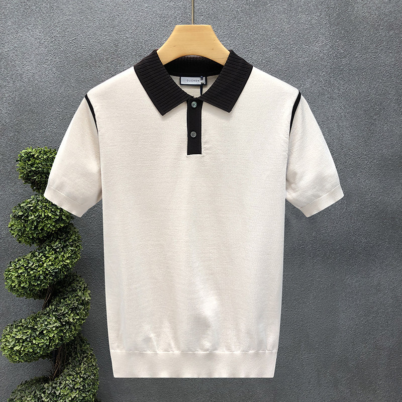 Polo camiseta de punto camiseta de manga corta camiseta de hombre paul línea tridimensional viejo qianfeng verano fábrica transfronteriza al por mayor