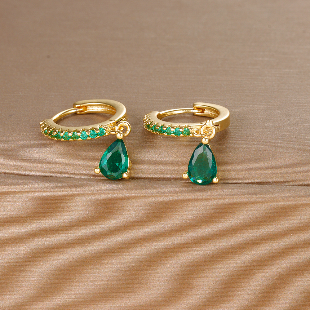 8g Weight 925 Sterling Silver Ear Needle Material Zircon Inlay Material Drop Earrings Classification 1 Pair Quantity Daily, Street Occasion Copper Material Water Droplets Pattern Women's Gender Plating, Inlay Design IG Style, Shiny Style 1 Pair IG Style Shiny Water Droplets Plating Inlay Copper Zircon Drop Earrings 14