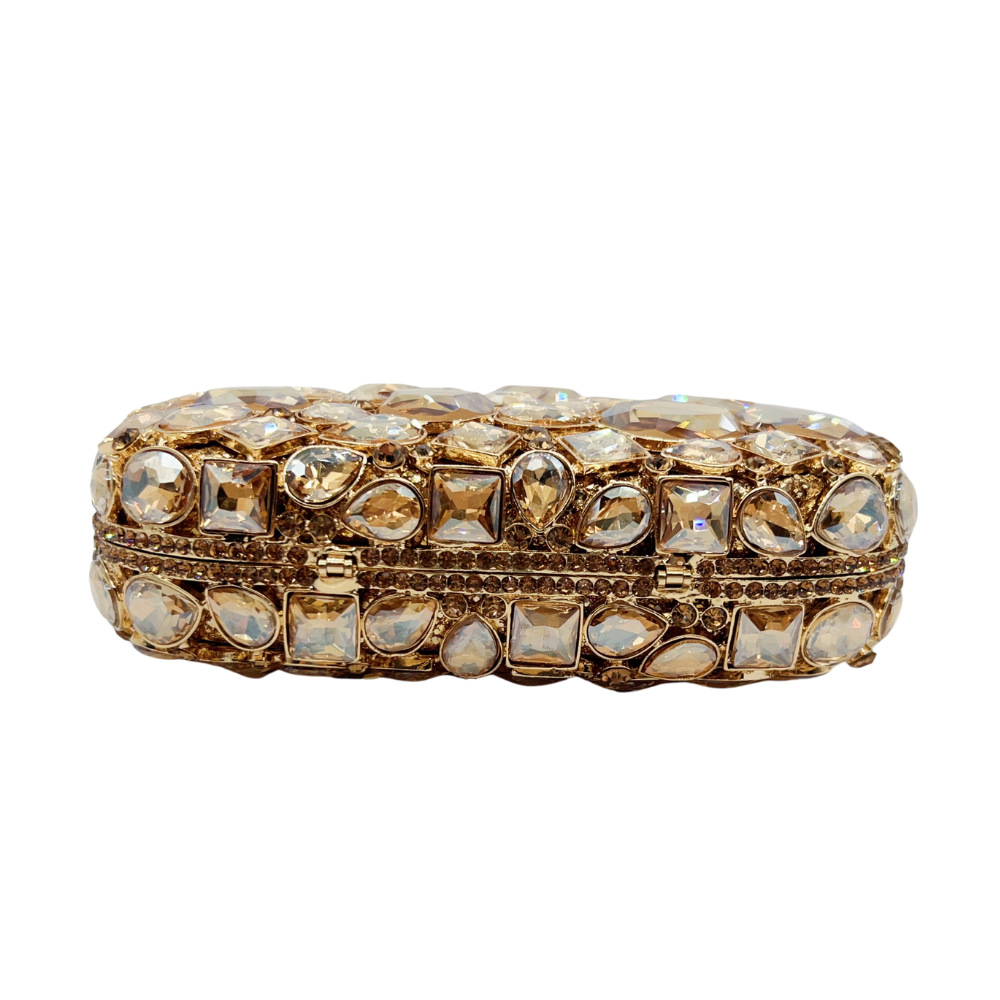 Túi clutch đính đá pha lê dự tiệc cho nữ — vàng, Bạc AB, sâm panh, màu đỏ chi tiết 2