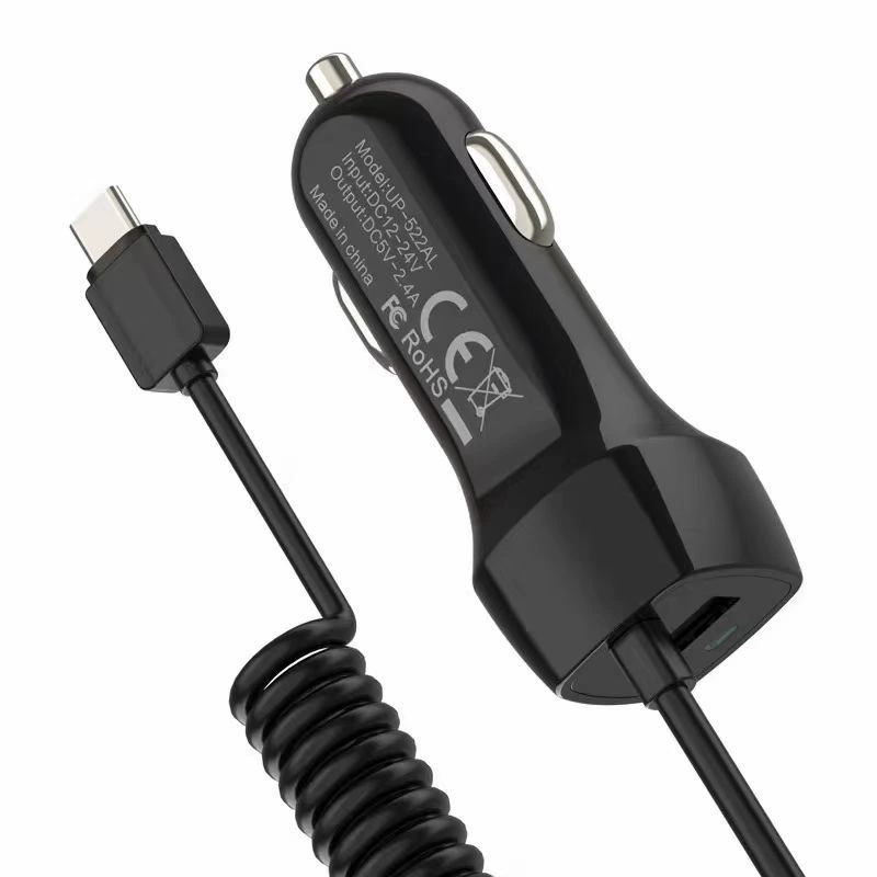 Зарядка автомобиля Type-C, 5V3A, сертификация лаборатории LIGTING, междунар. USB автомобильная зарядка
