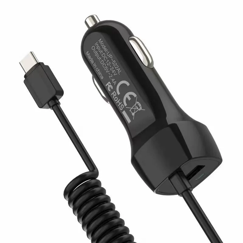 Зарядка автомобиля Type-C, 5V3A, сертификация лаборатории LIGTING, междунар. USB автомобильная зарядка