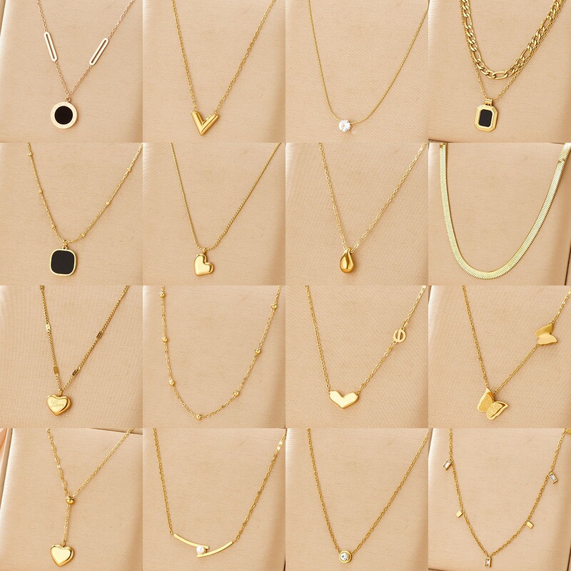 Cross-Border Dropshipping French-Style Butterfly Titanium Steel Necklace, Simple and Luxurious, High-End Feel, Collarbone Chain, 18K Gold Wholesale