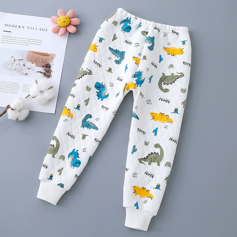 Children's winter quilted keep warm cartoon trousers for men and women, increased thickness