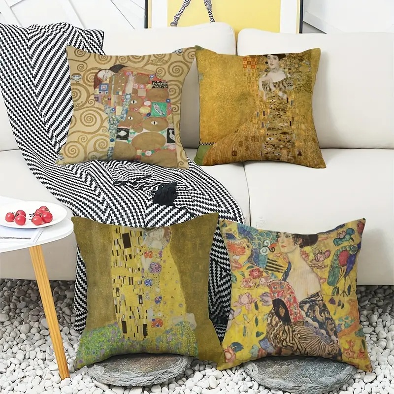 2024 explosión transfronteriza retrógrada impresión de pintura al óleo personajes abrazan funda de almohada impresión de lino amazon mesa de sala de estar bandera dormitorio